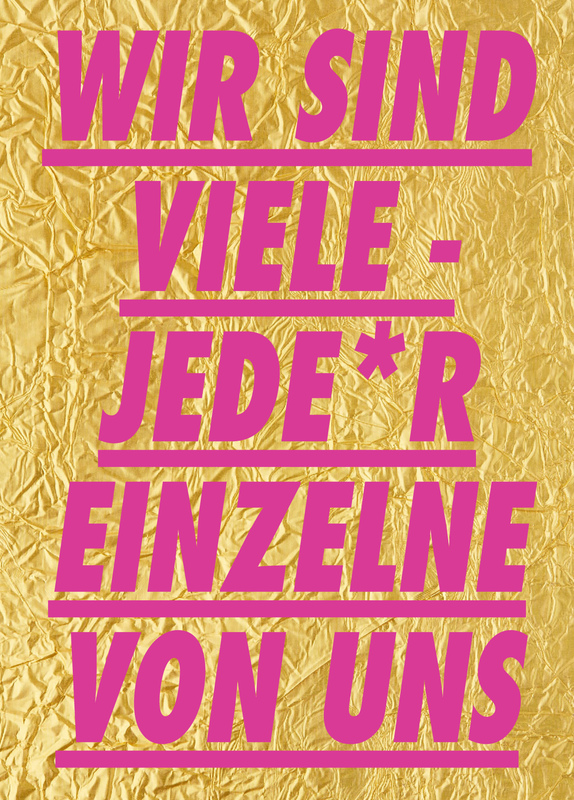 goldenes Plakat der Initiative "Die Vielen" 